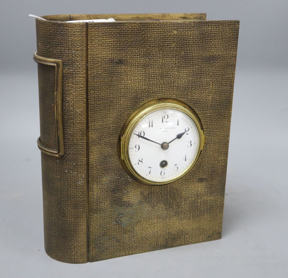 A French novelty bronze book-shaped clock, height 29cm